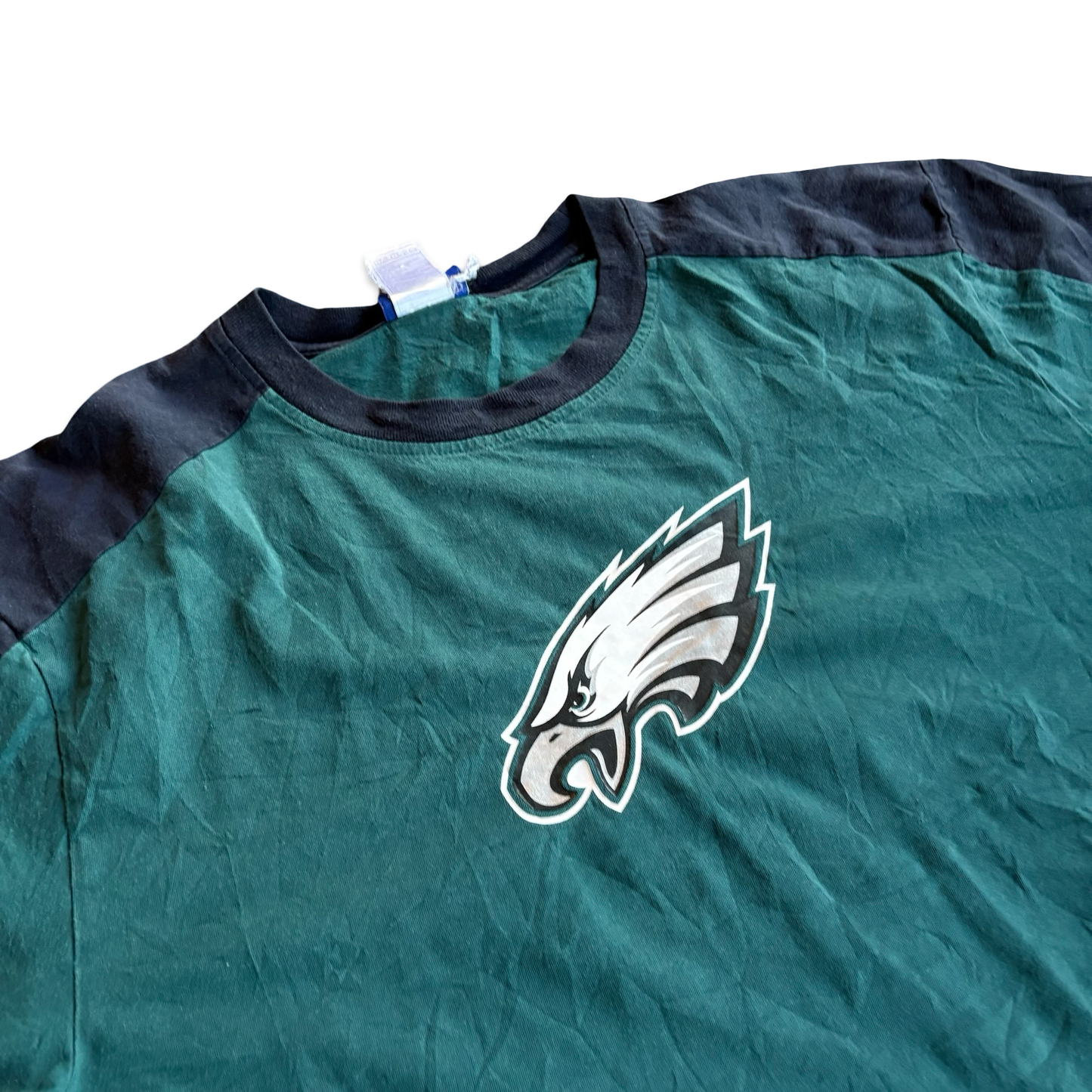 2000s Eagles Reebok Tshirt With Striped Sleeve