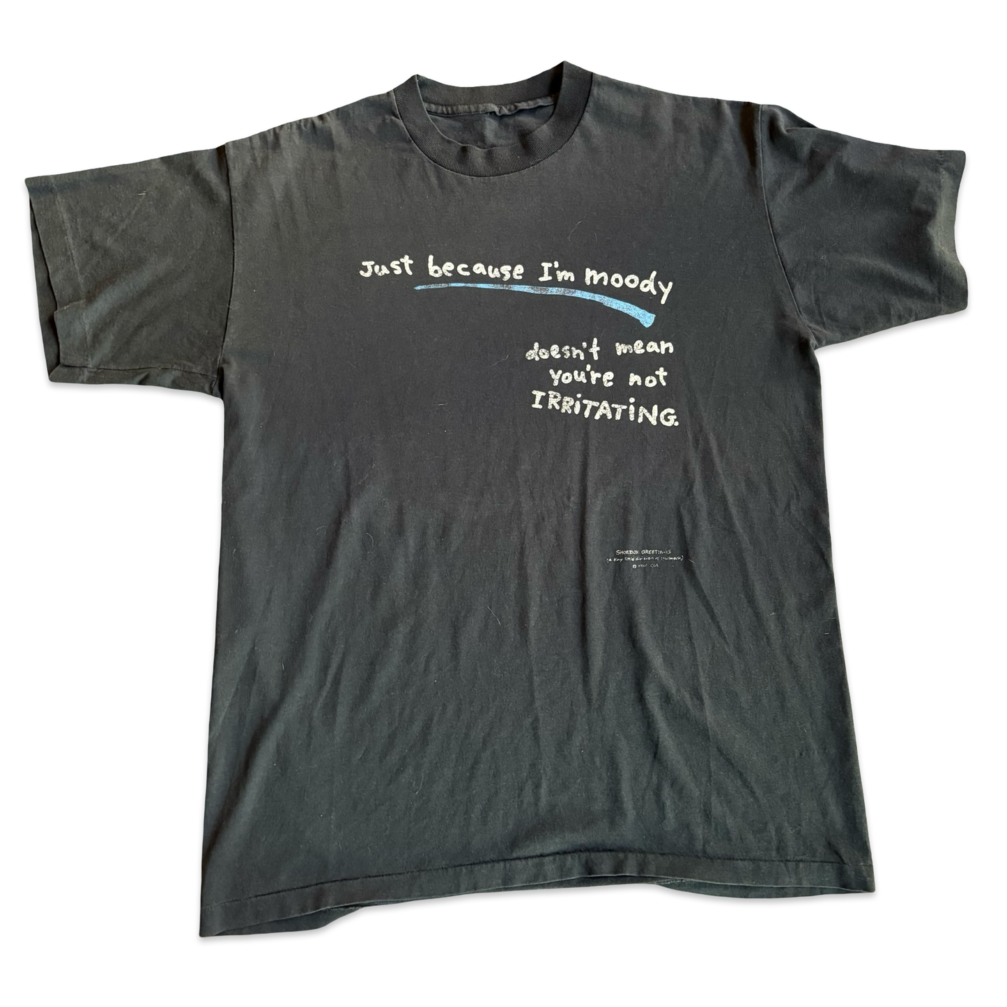 1990s Just Because I’m Moody Graphic Spellout Tshirt