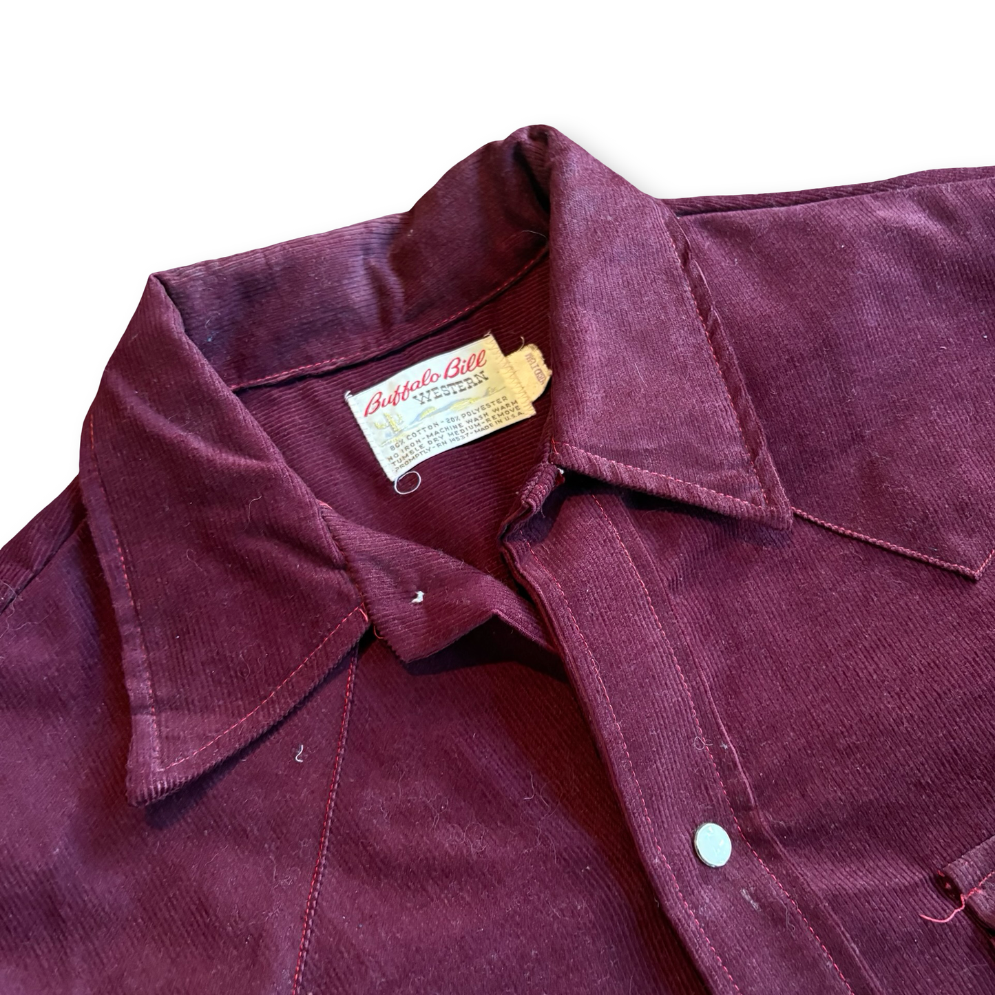 1980s Red Corduroy Western Button Up