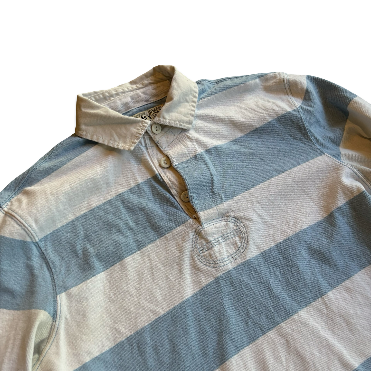 1990s Blue White Stripped Rugby Tee