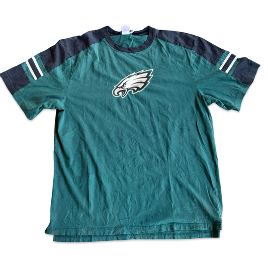2000s Eagles Reebok Tshirt With Striped Sleeve