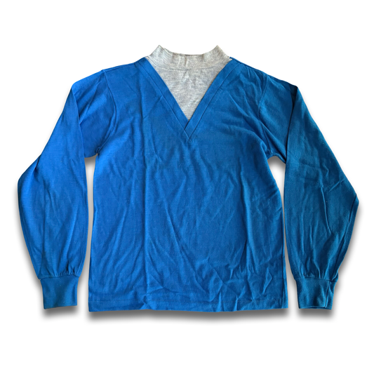 1980s Blue V-neck Sweater