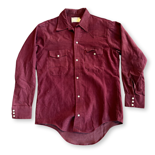 1980s Red Corduroy Western Button Up