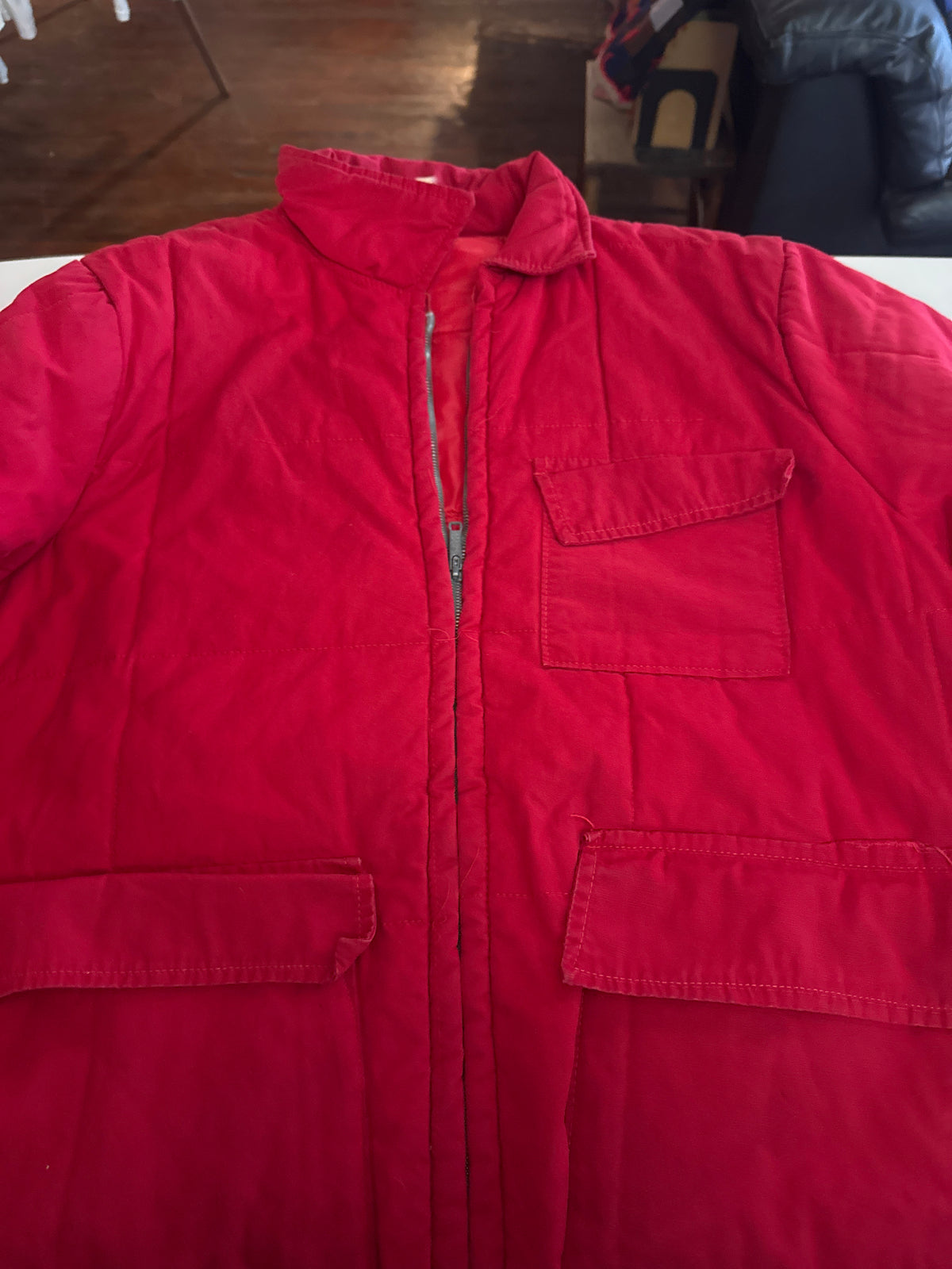 1980s Unbranded Red Quilt Linings and Outer Jacket