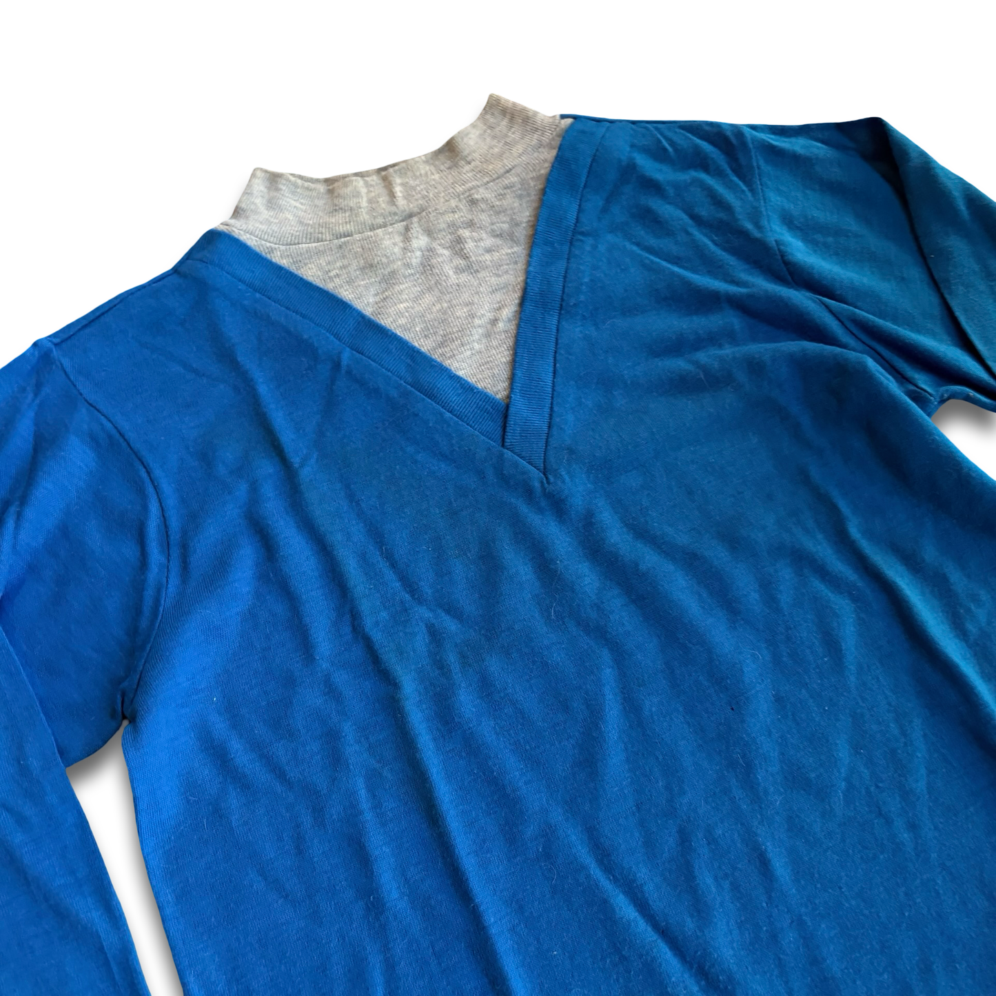 1980s Blue V-neck Sweater