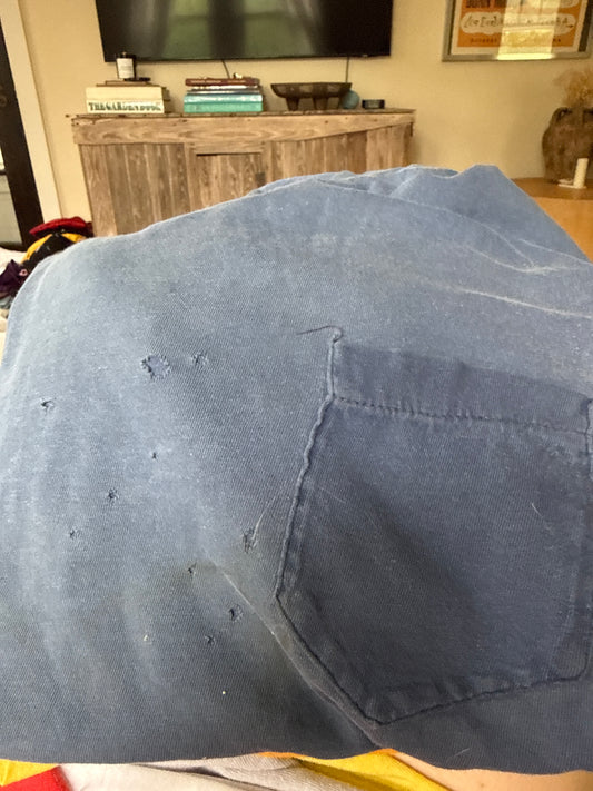 1970s Blue Thrashed Pocket Tee