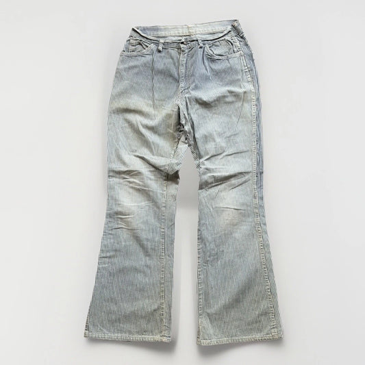 1970's Women's Distressed Orange Tab Big E Levi’s Flared Jeans