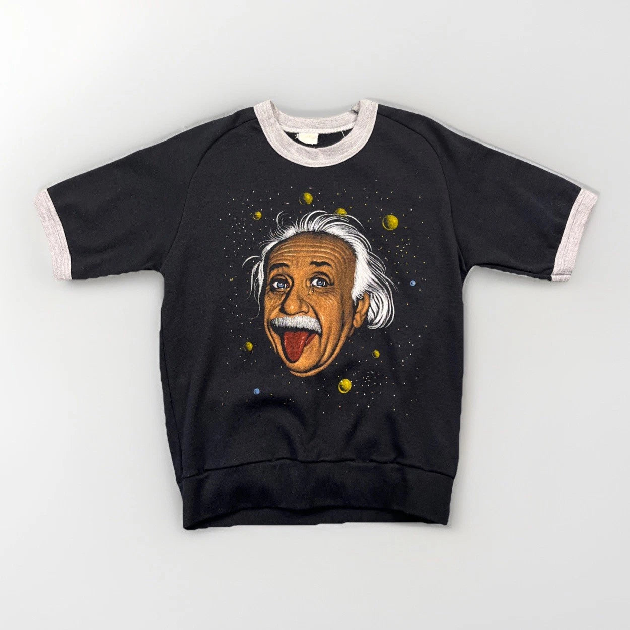 1970’s Hand Painter Albert Einstein Short Sleeve Crewneck Sweatshirt